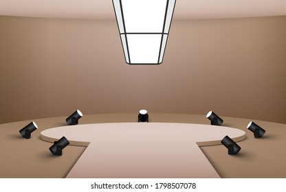 showcase stand with spotlight in the gallery