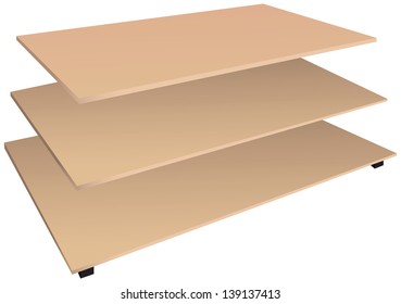 Showcase wooden shelf for good. Vector illustration,