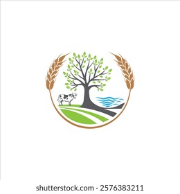 Showcase your agriculture farm with a professional logo featuring fresh, natural elements. Perfect for farms, agribusinesses, or organic brands aiming to highlight sustainability and growth.