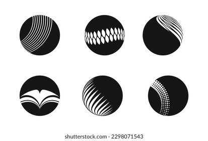 Showcases a collection of trendy graphics featuring round shapes in black and white vector illustration