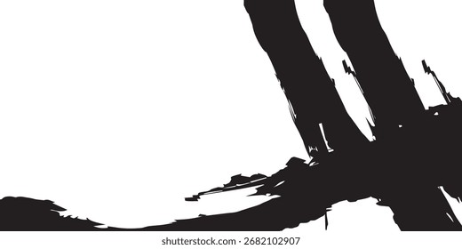 Muestra pinceladas negras dinámicas y abstractas que se extienden sobre un fondo blanco. Ilustración vectorial EPS10