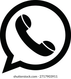 Showcases talk bubble featuring phone handset inside communication contact customer support or telemarketing means iconic symbol telemarketing call support hotline.