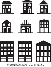 Showcasing a diverse range of building icons, this set captures the essence of modern architecture. Perfect for architects, designers, and urban planners, these icons can enhance presentations