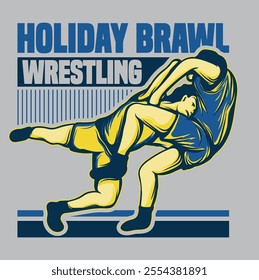 Showcasing the dynamic energy of the sport, this wrestling athlete illustration captures the strength and determination of a wrestler in action. Perfect for sports enthusiasts and wrestling fans alike