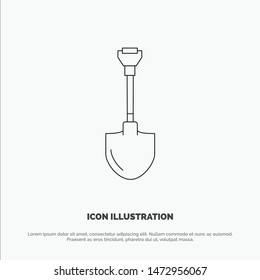 Showel, Shovel, Tool, Repair, Digging Line Icon Vector