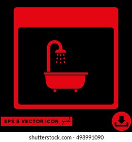 Shower Bath Calendar Page icon. Vector EPS illustration style is flat iconic symbol, red color.