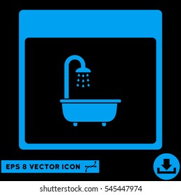 Shower Bath Calendar Page icon. Vector EPS illustration style is flat iconic symbol, blue color.