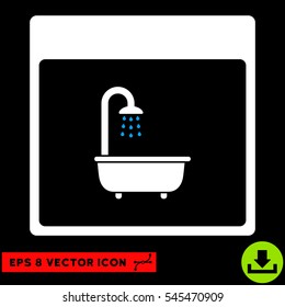Shower Bath Calendar Page icon. Vector EPS illustration style is flat iconic bicolor symbol, blue and white colors.