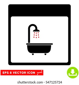 Shower Bath Calendar Page icon. Vector EPS illustration style is flat iconic bicolor symbol, intensive red and black colors.