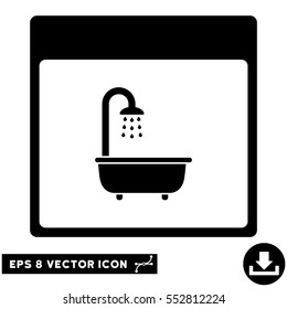 Shower Bath Calendar Page icon. Vector EPS illustration style is flat iconic symbol, black color.