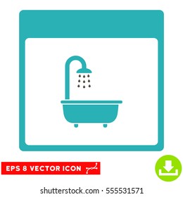 Shower Bath Calendar Page icon. Vector EPS illustration style is flat iconic bicolor symbol, grey and cyan colors.