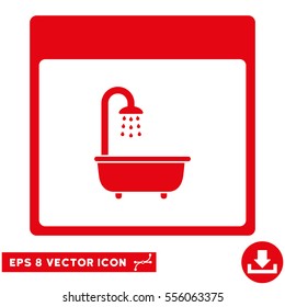 Shower Bath Calendar Page icon. Vector EPS illustration style is flat iconic symbol, red color.