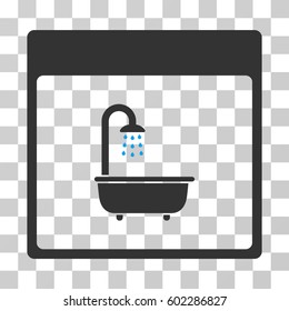 Shower Bath Calendar Page icon. Vector illustration style is flat iconic bicolor symbol, blue and gray colors, transparent background. Designed for web and software interfaces.