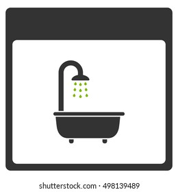 Shower Bath Calendar Page vector icon. Style is flat graphic bicolor symbol, eco green and gray colors, white background.