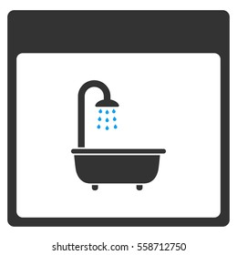 Shower Bath Calendar Page vector toolbar icon. Style is bicolor flat icon symbol, blue and gray colors, white background.