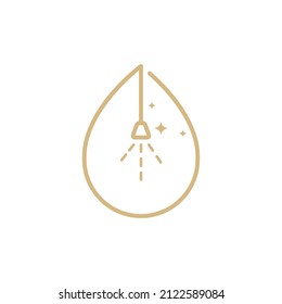 shower bath with drop water line logo design, vector graphic symbol icon illustration