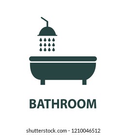 Shower bath flat icon isolated on white background. Vector illustration. Bathroom icon.
