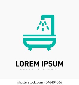 Shower bath isolated minimal flat line icon