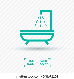 Shower bath isolated minimal flat line icon