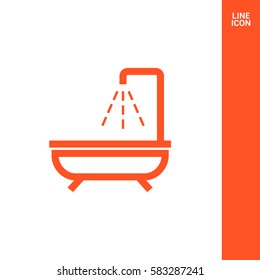 Shower bath isolated minimal flat line icon