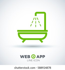 Shower bath isolated minimal flat line icon