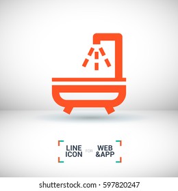 Shower bath isolated minimal flat line icon