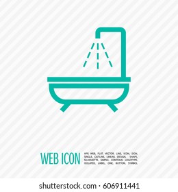 Shower bath isolated minimal flat line icon