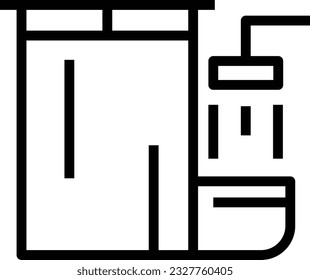 Icono de línea de baño de ducha - Icono único, vector 