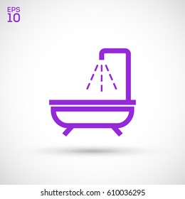 Shower bath line vector icon