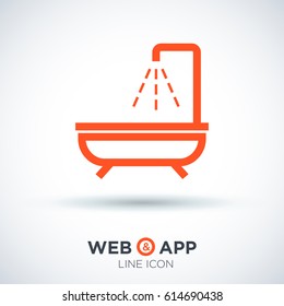 Shower bath line vector icon