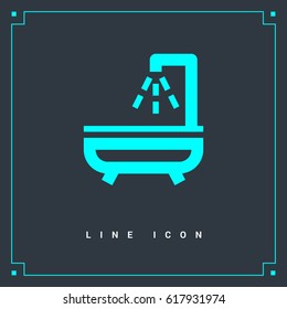 Shower bath line vector icon