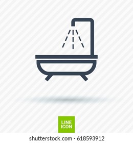 Shower bath line vector icon