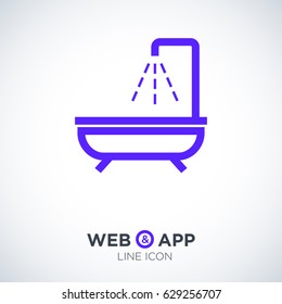 Shower bath line vector icon