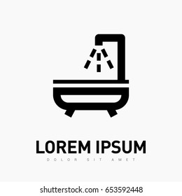 Shower bath line vector icon