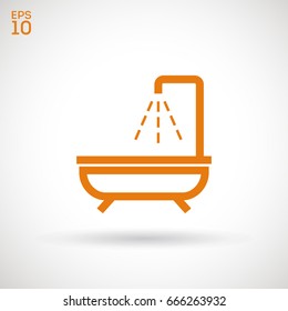 Shower bath line vector icon