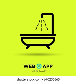 Shower bath line vector icon