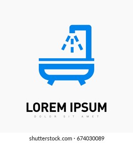 Shower bath line vector icon