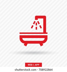Shower bath line vector icon
