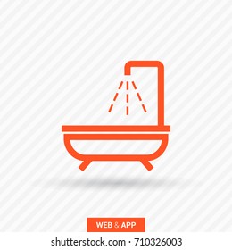 Shower bath line vector icon