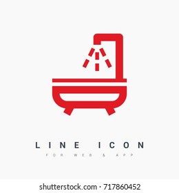 Shower bath line vector icon