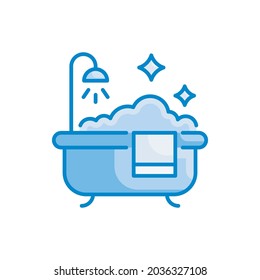 Shower bath vector blue colours icon style illustration. EPS 10 file
