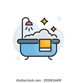 Shower bath vector filled outline icon style illustration. EPS 10 file