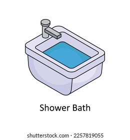 Shower Bath Vector Isometric Filled Outline icon for your digital or print projects.