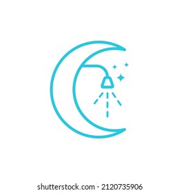 shower bathroom with crescent logo design, vector graphic symbol icon illustration