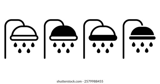 shower bathroom icon symbol sign vector design black white color simple flat illustration sets isolated