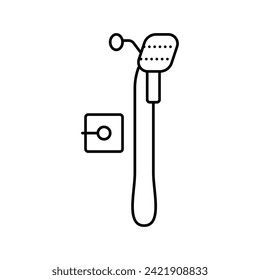 Dusche Badezimmer Innenansicht Symbol Vektorgrafik. Duschbad Innenschild. isoliertes Kontursymbol