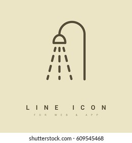 Shower bathroom line vector icon