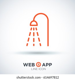 Shower bathroom line vector icon