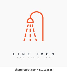 Shower bathroom line vector icon