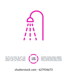 Shower bathroom line vector icon